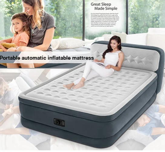 Thh8247 Queen Air Mattress With Headboard And Builtin Pump,Inflatable