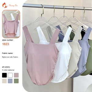 Girls Slim Sexy Short Tube Top Women's Casual Seamless Knitted Nylon Camisole with Chest Pads