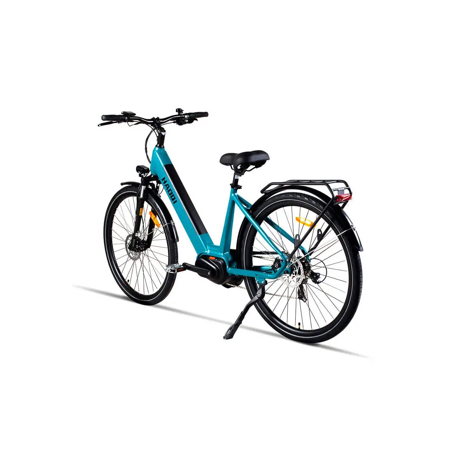 HAOQI Falke Step Thru Electric City Bike 250W 48V 15Ah Integrated Battery 50km Range with Central and Rear Hub Motors