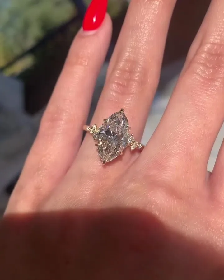 6X12mm Marquise Cut Moissanite Engagement Ring Vintage Cluster 925 Sterling Silver Custom Jewelry