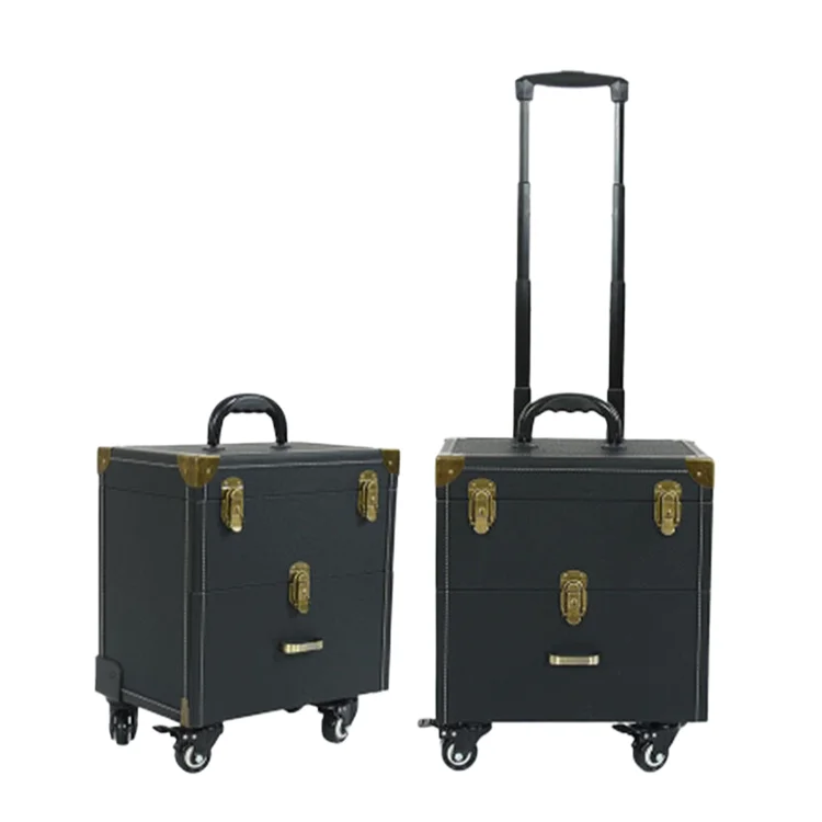 Rolling Travel Lockable Rolling Train Case With Mirror Drawers Makeup