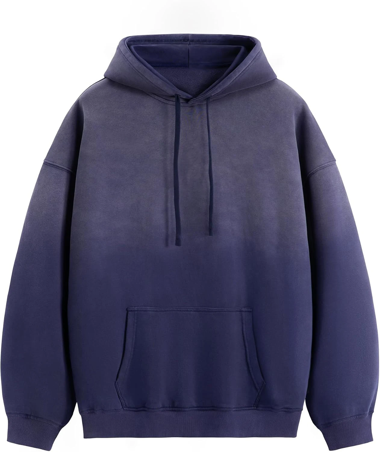 Custom Heavyweight Blue Cotton Hoodie Logo Sparkle Rhinestone Distressed Pullover Sweatshirt High Quality Streetwear Clothing