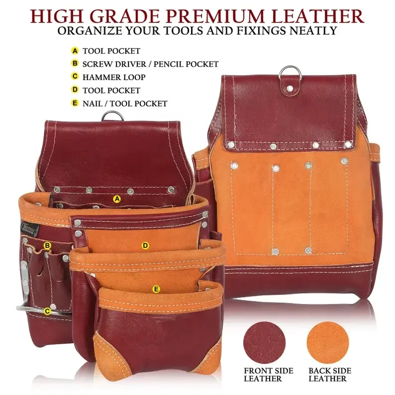 Leather Suspender Tool Bag Tool Belt Bag With Work Suspender For