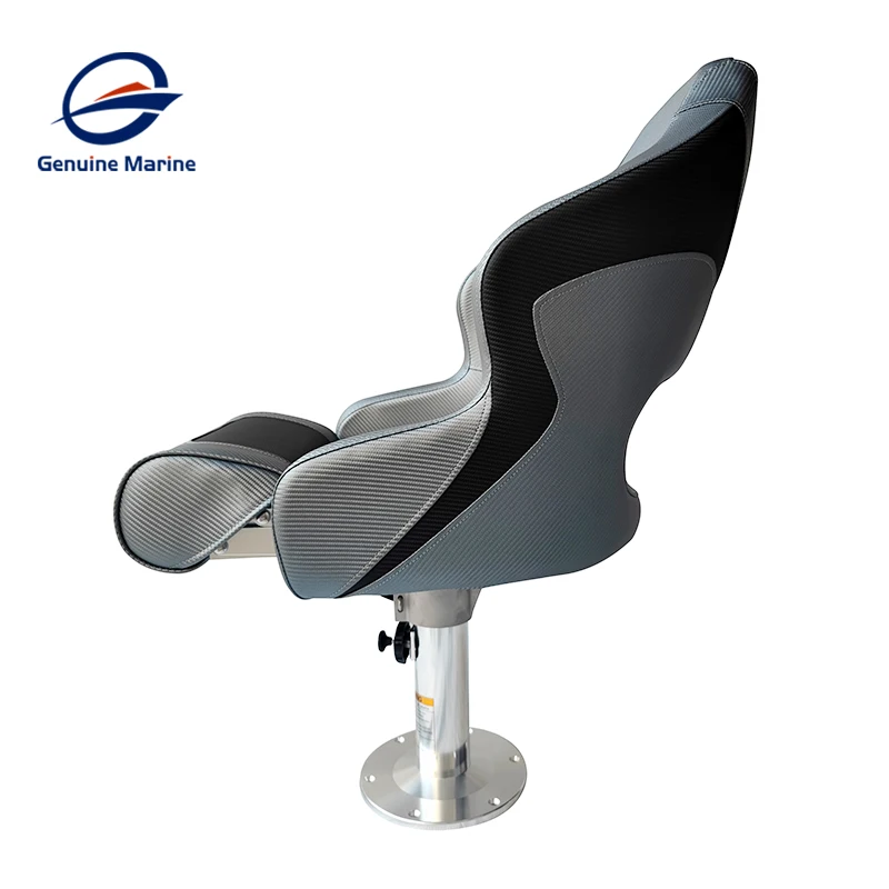 Genuine Marine OEM Complete Set Passenger Pontoon Flip up Cushions Folding Captain Seat With Pedestal for Boat Yacht