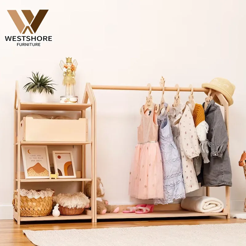 Wood Clothing Rack, Display Rack Clothes Hanger Kids Furniture