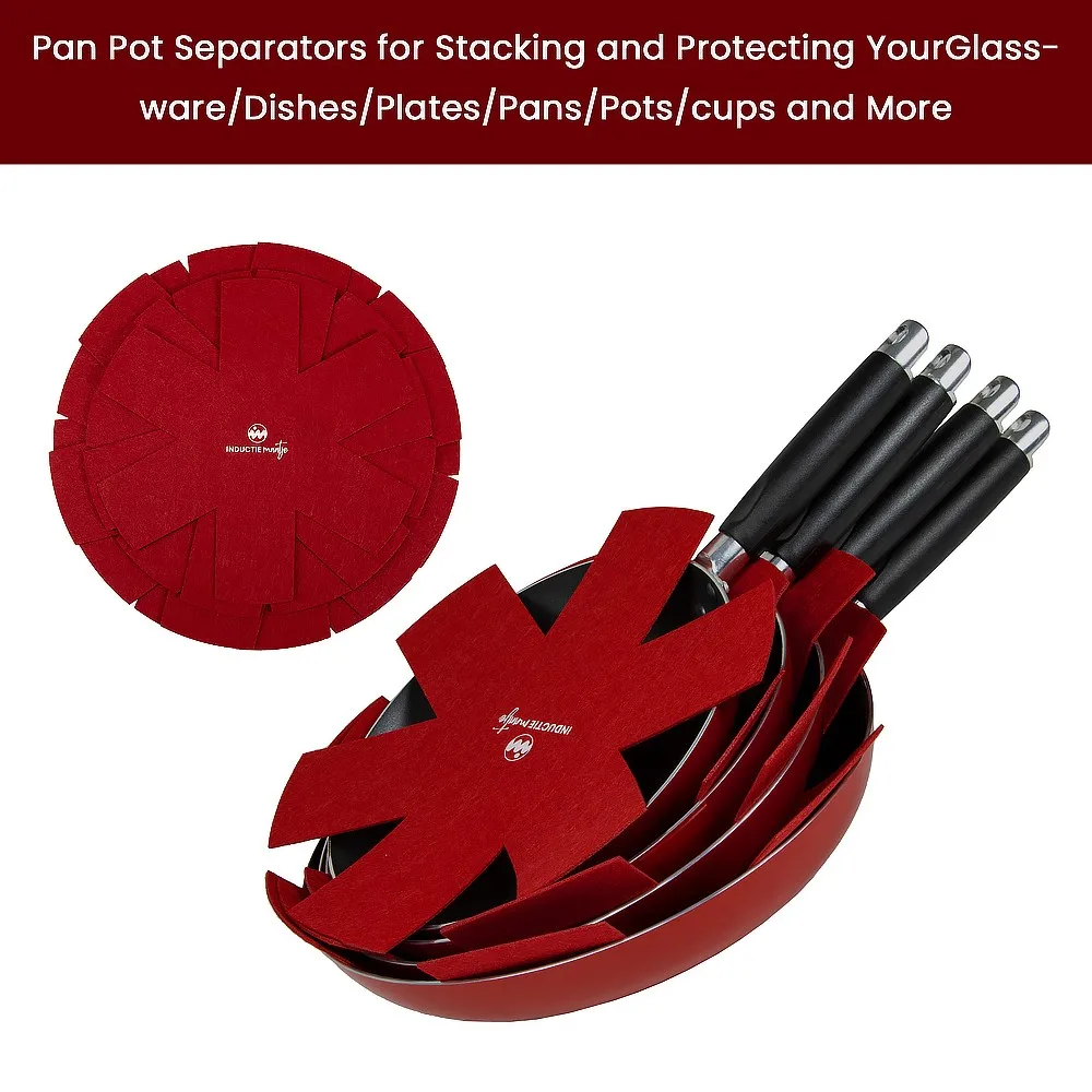Felt dish separators protecting and separating glassware, dishes, plates, pans, pots and cups