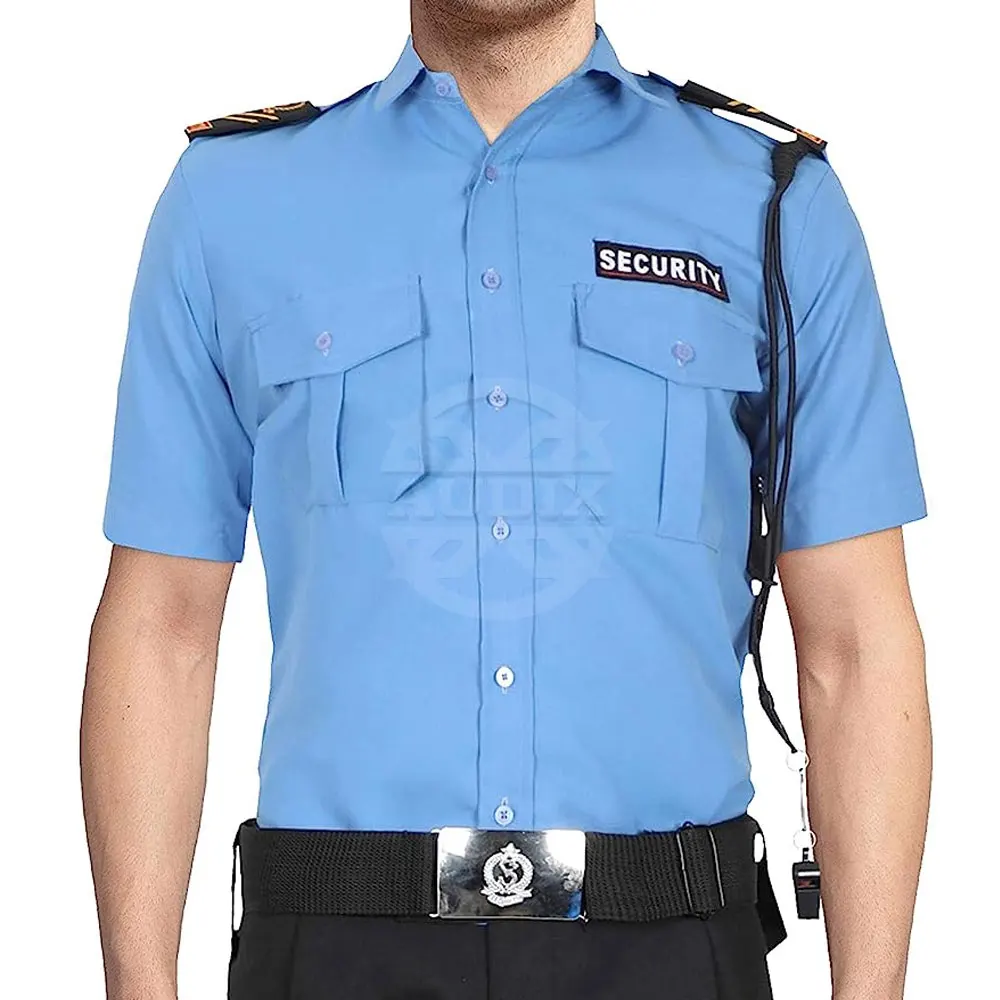 2023 Low MOQ Short Sleeve Button Uniform Security Shirt in New Style Security Guard Uniform with Labels