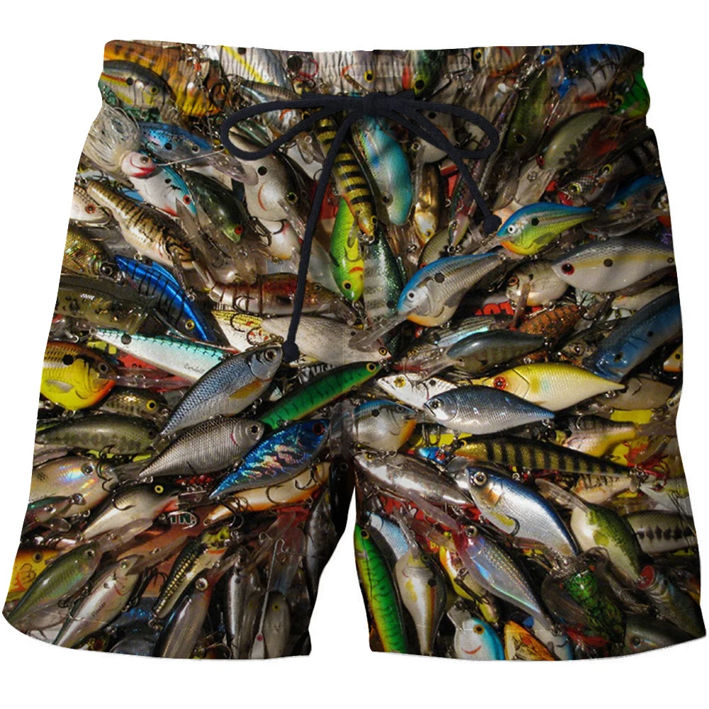 3D-tryckta strandshorts för män, sommar, fiske, unisex, djur, fisk, lösa shorts, sport, badbyxor med hög midja645_voghion.com