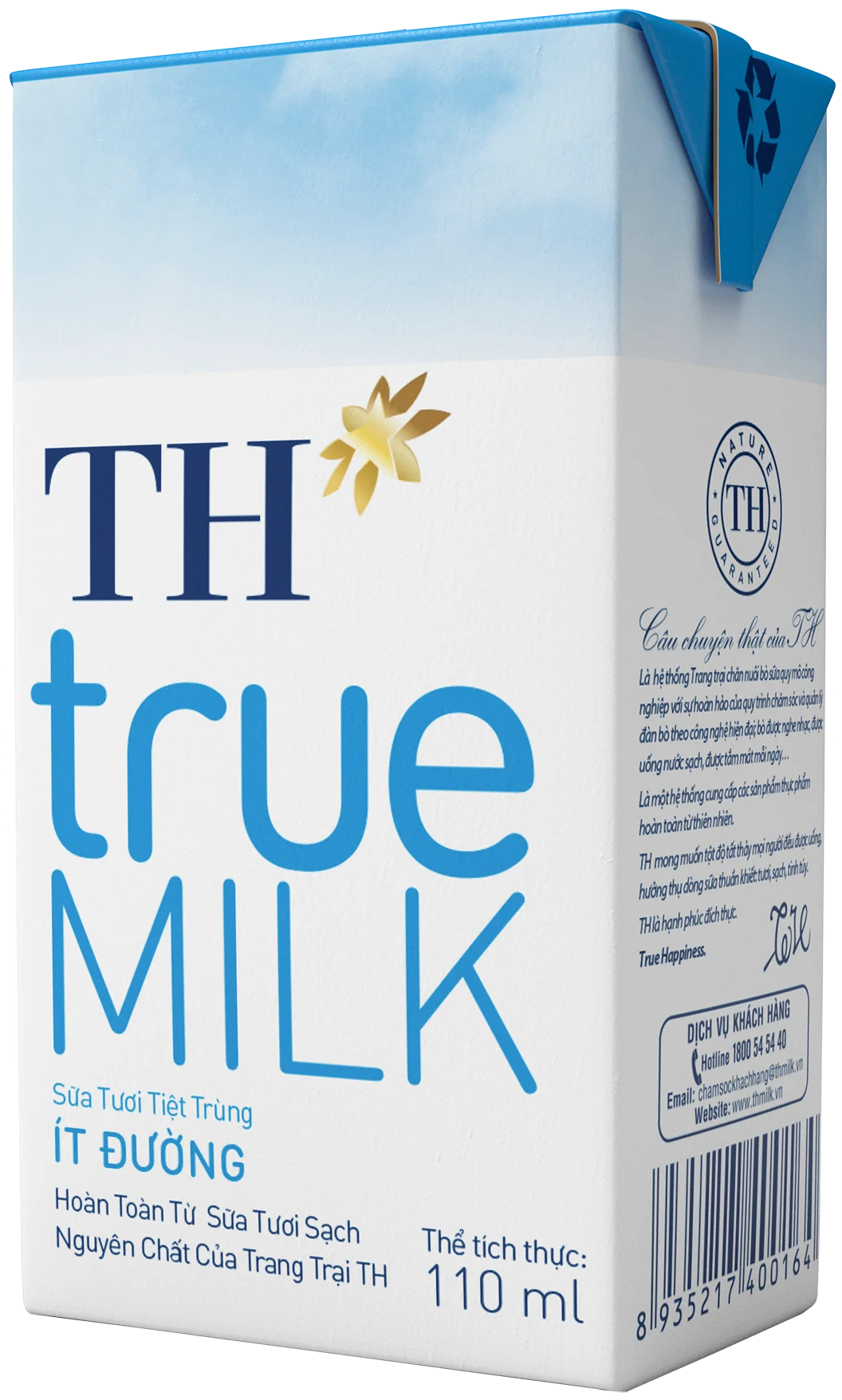Настоящий сахар без молока TH, свежее молоко-110 мл x 48, Высококачественная Органическая Упаковка из Вьетнама