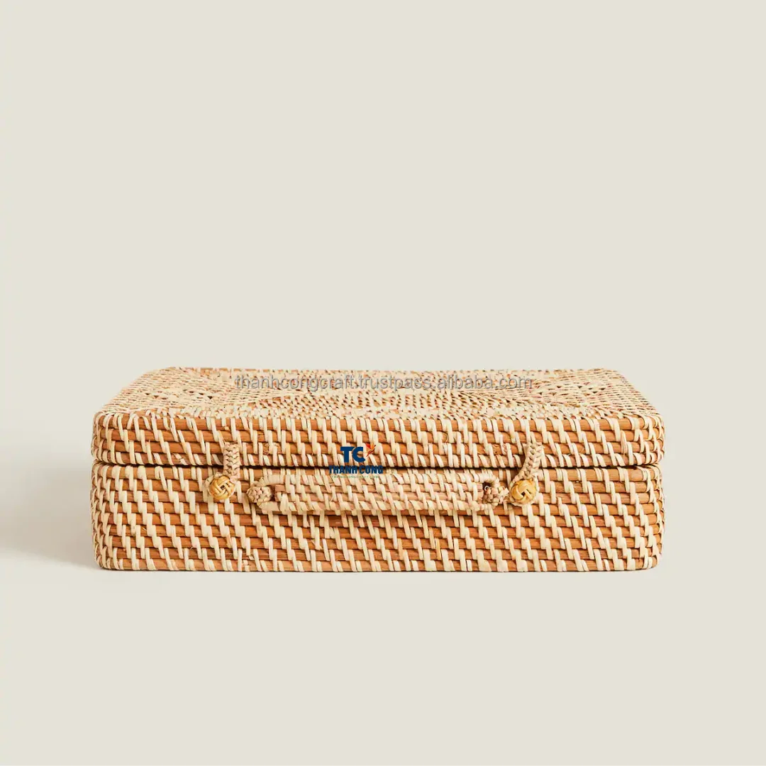 Cesta De Mimbre Natural - 4 Compartimentos, Para Picnic, Almacenamiento En Casa