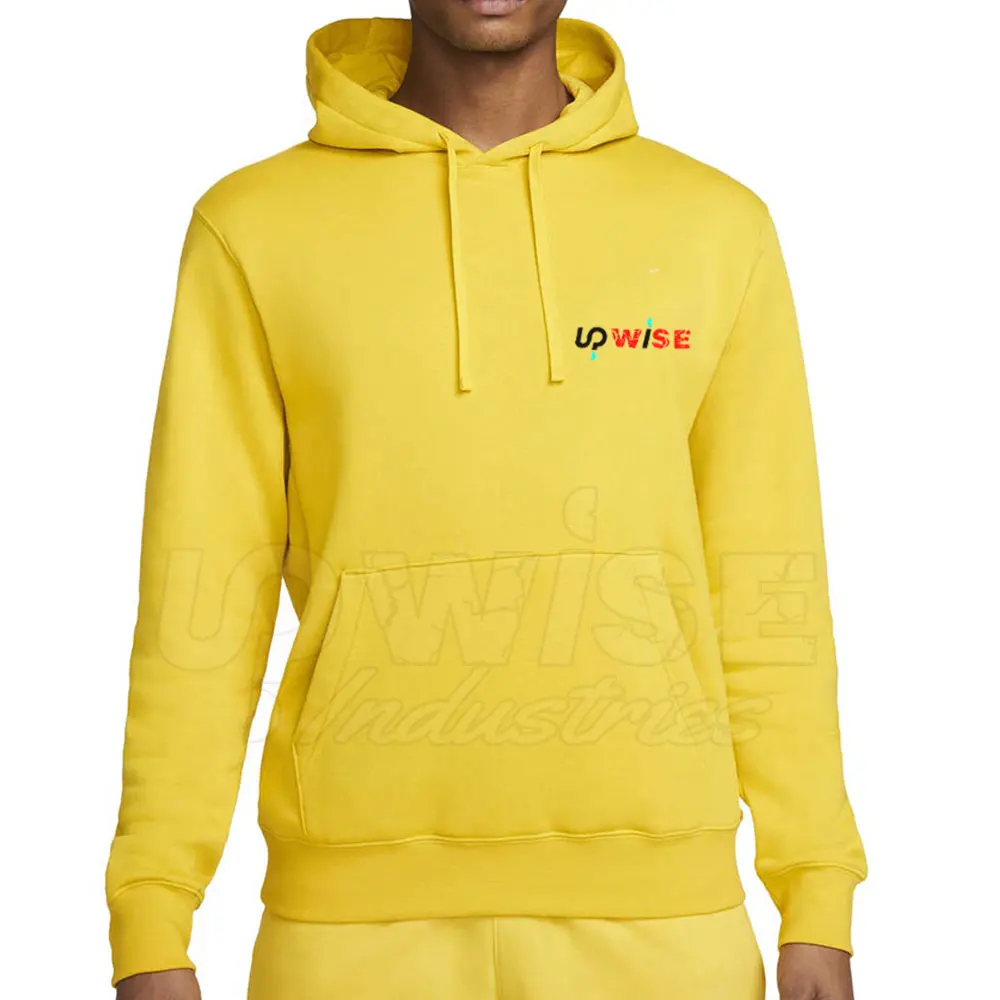 Lemon Yellow Color Full Simple Plain Men Hoodies Winter Warm Casual Men