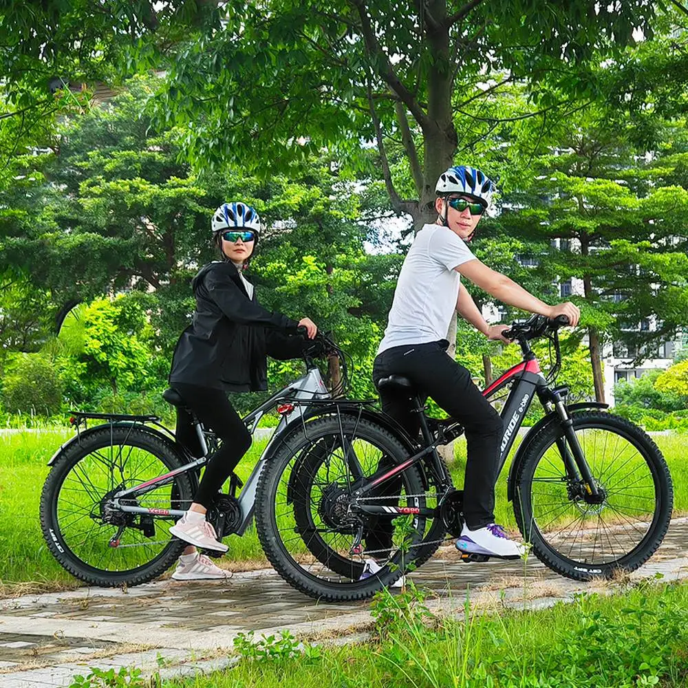 RANDRIDE YG90 Electric Mountain Bike SHIMANO Hydraulic Brake Full Suspension Gray Central Motor Integrated Battery 60km Range