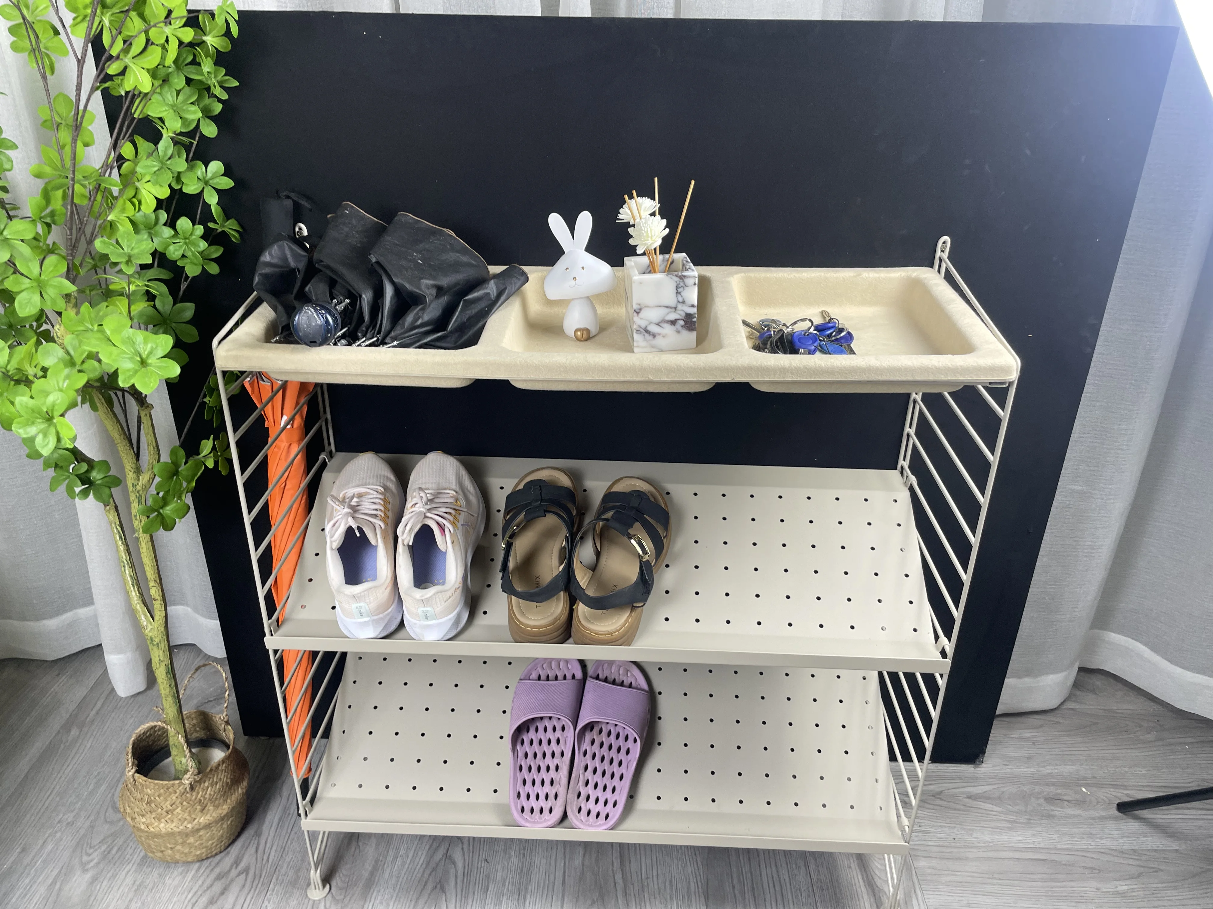 Steel Floating Shelves with String Shoe Rack Designs Top Display Stand Dustproof Shoe Cabinet Shoe Racks