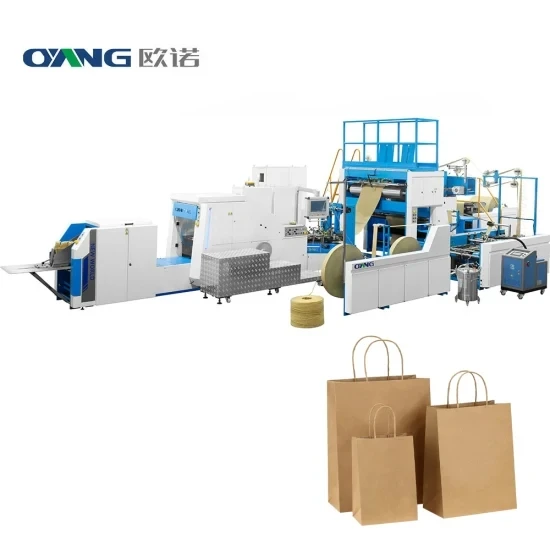 Ounuo New Design Fully-automatic square Bottom Twisted Paper Rope Handle Making Machine Paper Bag Making Machine