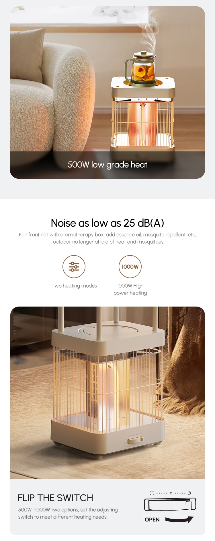 Electric Air Heater, Portable, 220V, 1000W - detail 34