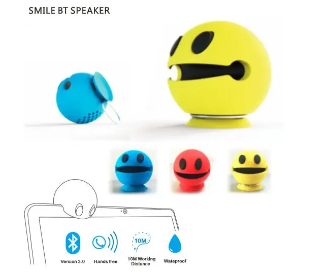Gaodas Customized Smiley Face Model E-moji Portable Mini Speaker Sound Box Wireless IPX7 Waterproof Sucker Bluetooth Speaker