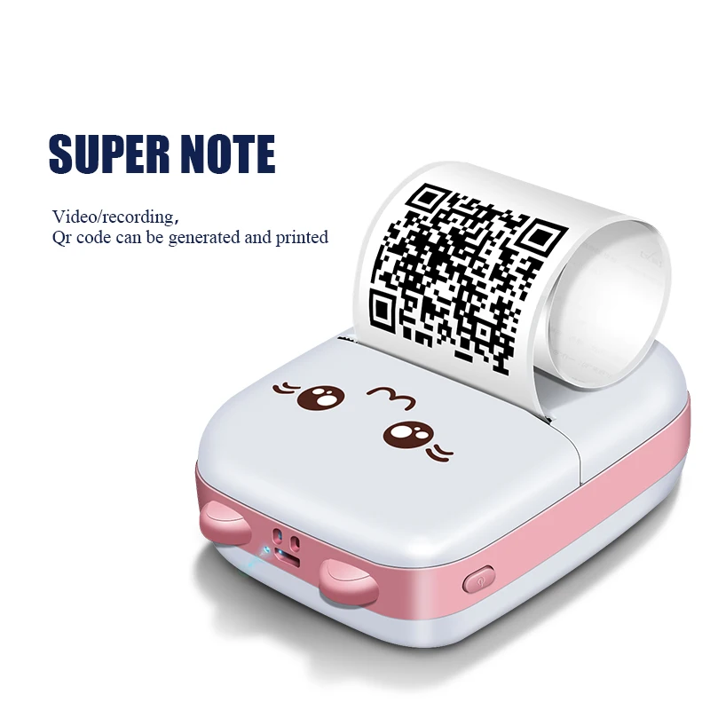 Mini Pocket Mobile Phone Label Printer Handheld Photo Printer with Blue Tooth Thermal for Kids Gift Color Sticker Paper Rolls