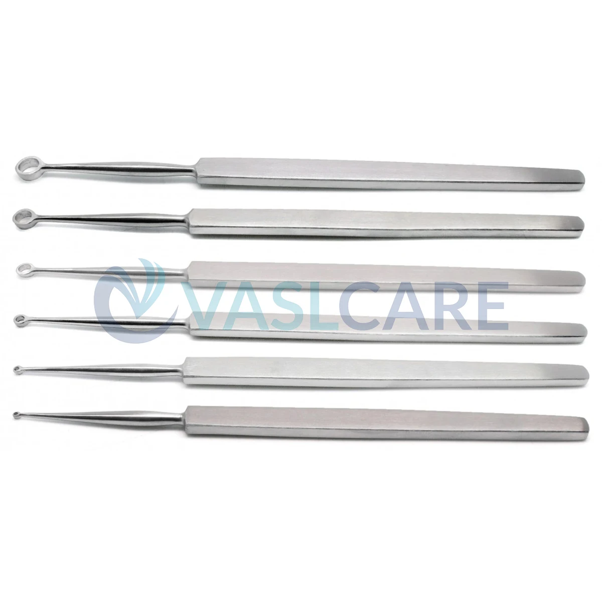 Dermal Curettes Set of 6 Pcs 1mm to 6mm Stainless Steel ENT Curettes Dermatology instruments by Vaslcare Derma Biopsy Curettes