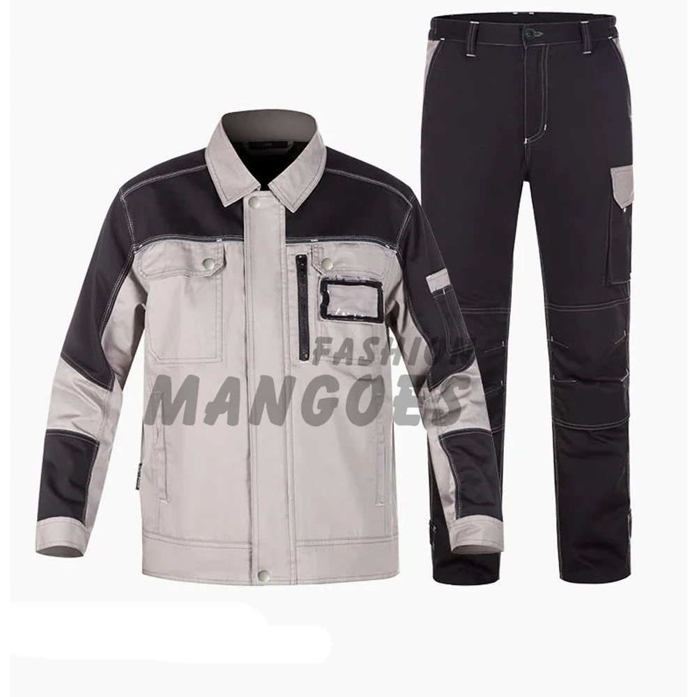 100% Cotton Work Uniforms - Workshop Cargo Suit Set Men - Durable Work Jacket Multi-Pocket Work Pants Welding Construction