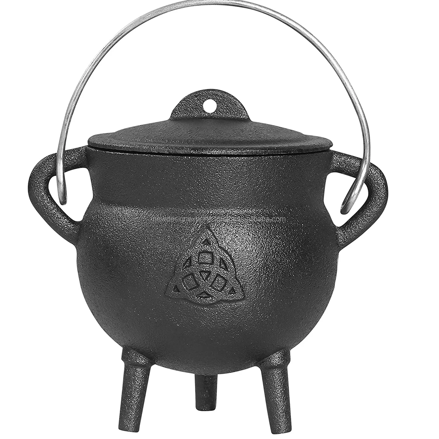 Cauldron 5.25 Inch Triquetra Cast Iron Cauldron With Lid And Handle