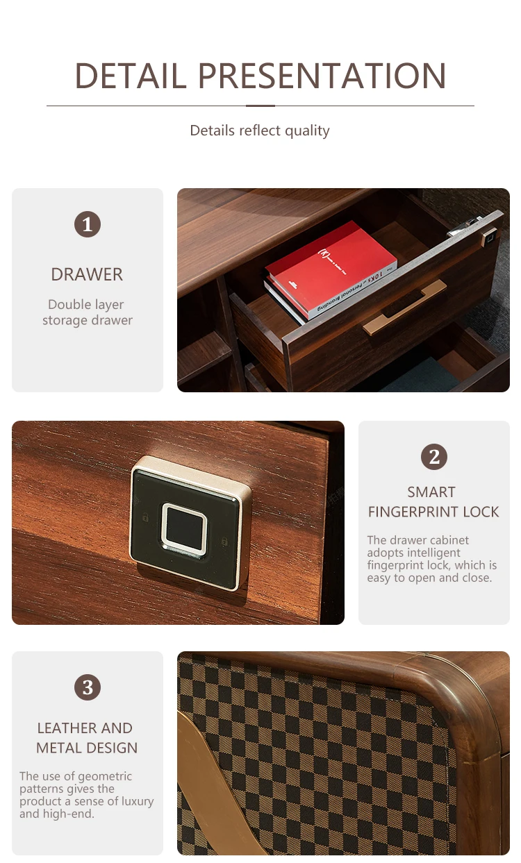 Factory Custom High End Luxury Office Furniture Boss Table Ceo Desk L