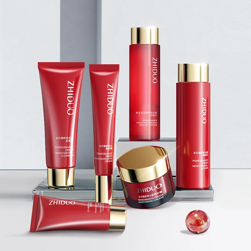 Hot Sales ODM OEM Private Label Pomegranate Hydra Whitening Moisturizing Oil Control Cosmetic Skin Care Set