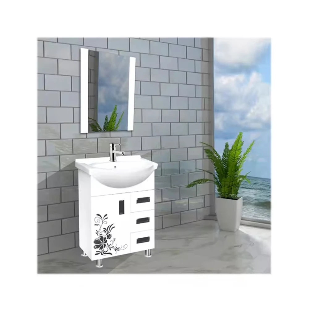 Современный роскошный шкафчик для ванной комнаты из ПВХ со светодиодным зеркалом и керамической столешницей для дома отеля роскошные аксессуары для ванной комнаты Апартаменты