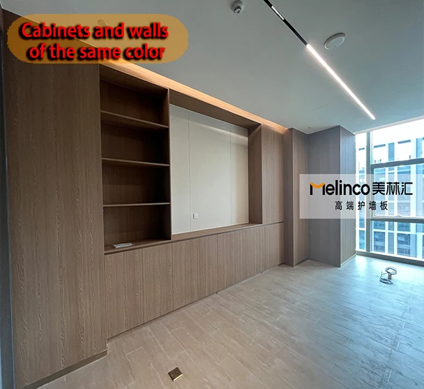 Modern Tasarımlı, Su Geçirmez ve Ses Yalıtımlı Özelliklere Sahip Oturma Odası için Melinco PVC Dikişsiz Duvar Panelleri, Aynı Renk Serisi