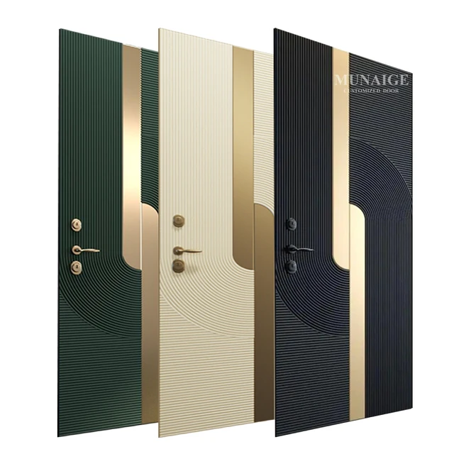New Modern Metal Steel Entry Security Exterior Front Doors for Houses Modern Customized