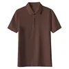 Solid color short-sleeved polo shirt - brown