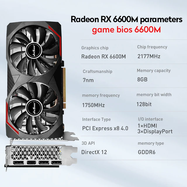 Jieshuo Novo AMD RX 6600 8GB - GDDR6 Gaming Placa De Video