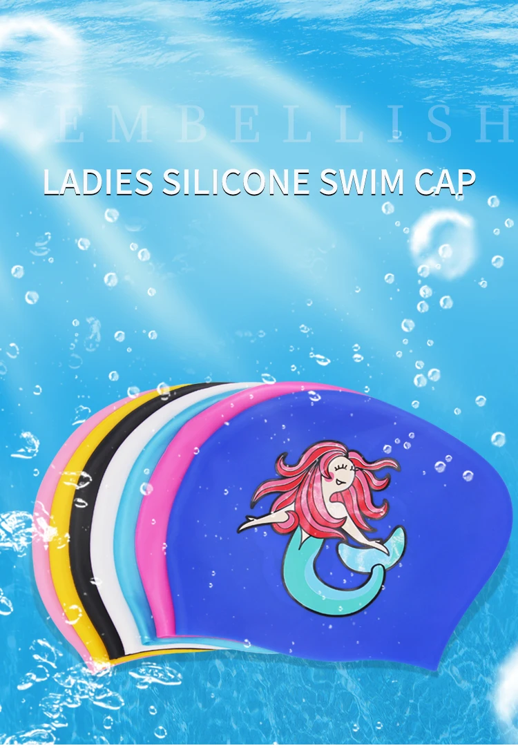 Wholesale Extra Large Silicone Swim Cap Custom Logo For Women Printed Swimming Caps Long Hair