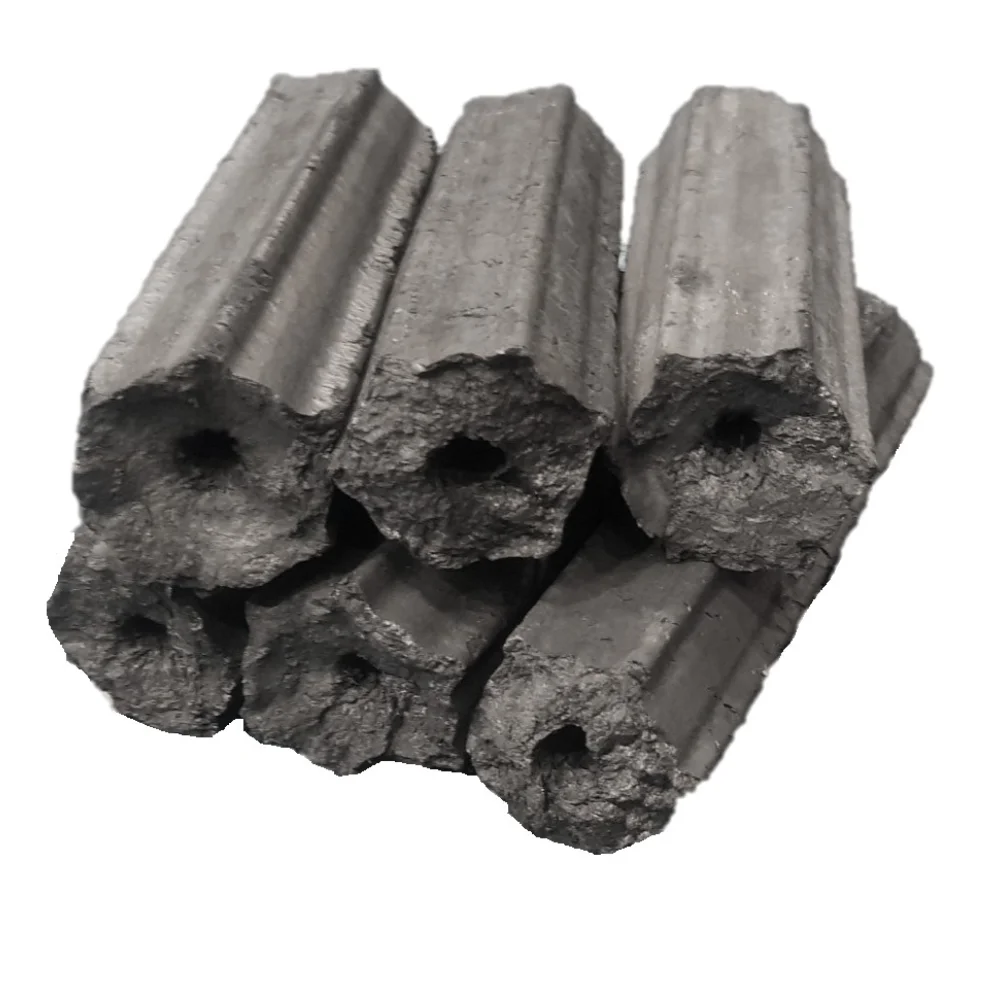 Hexagonal sawdust charcoal briquettes from Indonesia