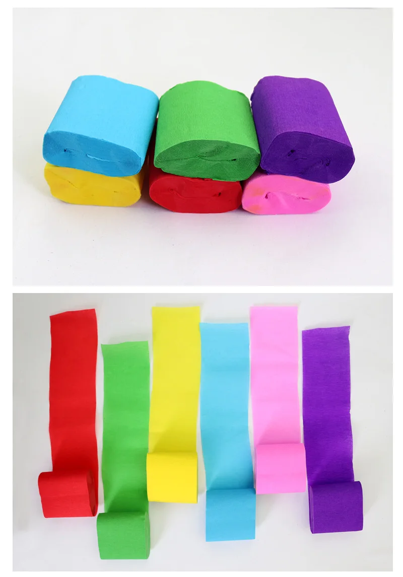 Wholesale Mikailan 4/6/12/pack Colorful crepe paper color roll 2/9/25 meter  for DIY paper craft party decoration From m.