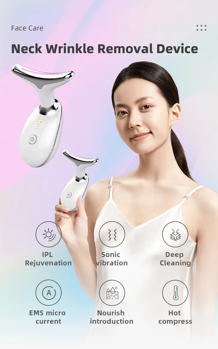 Led Photon Therapy Neck And Face Lifting Massager Vibration Skin