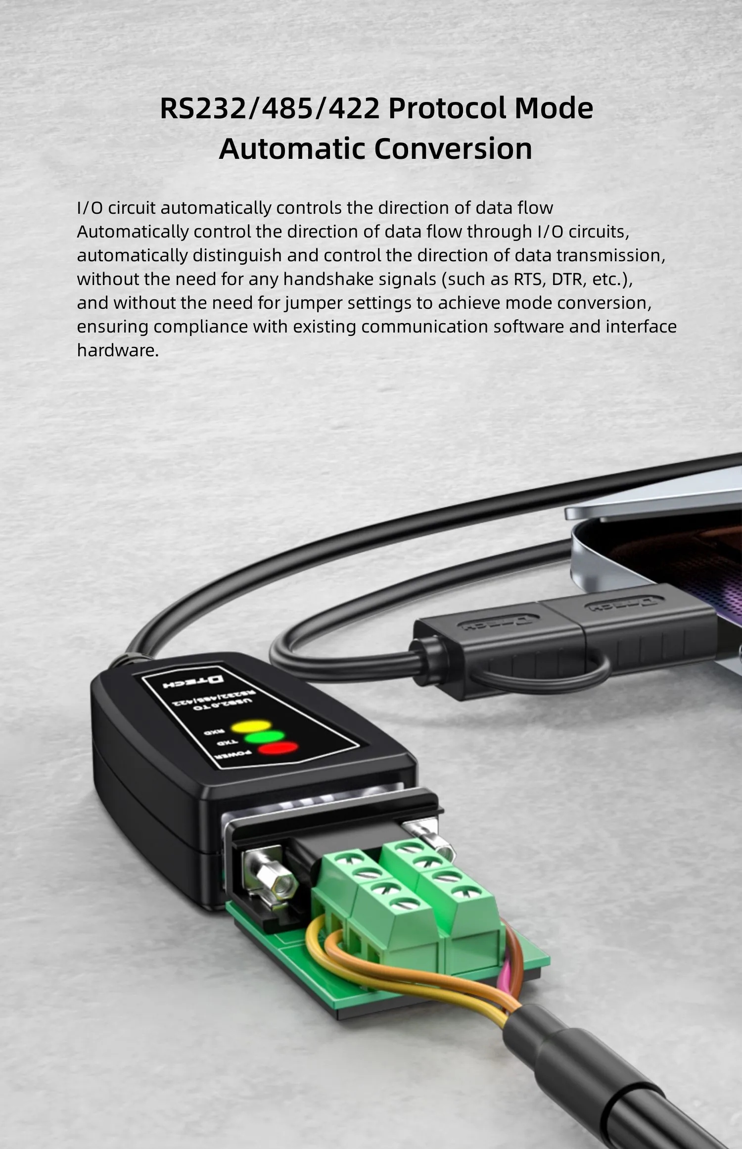 DTECH 1m Type C and USB A to RS422 RS485 R232 Converter