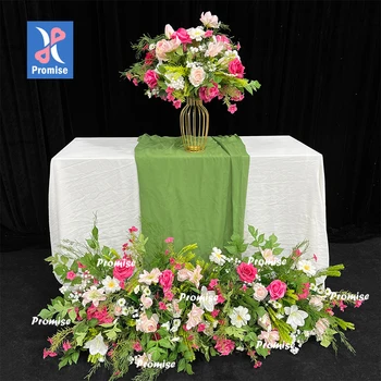 Promise Flower Car Decor Bouquet White and Pink Artificial Flower Runner Ball Set Rose Wedding Background