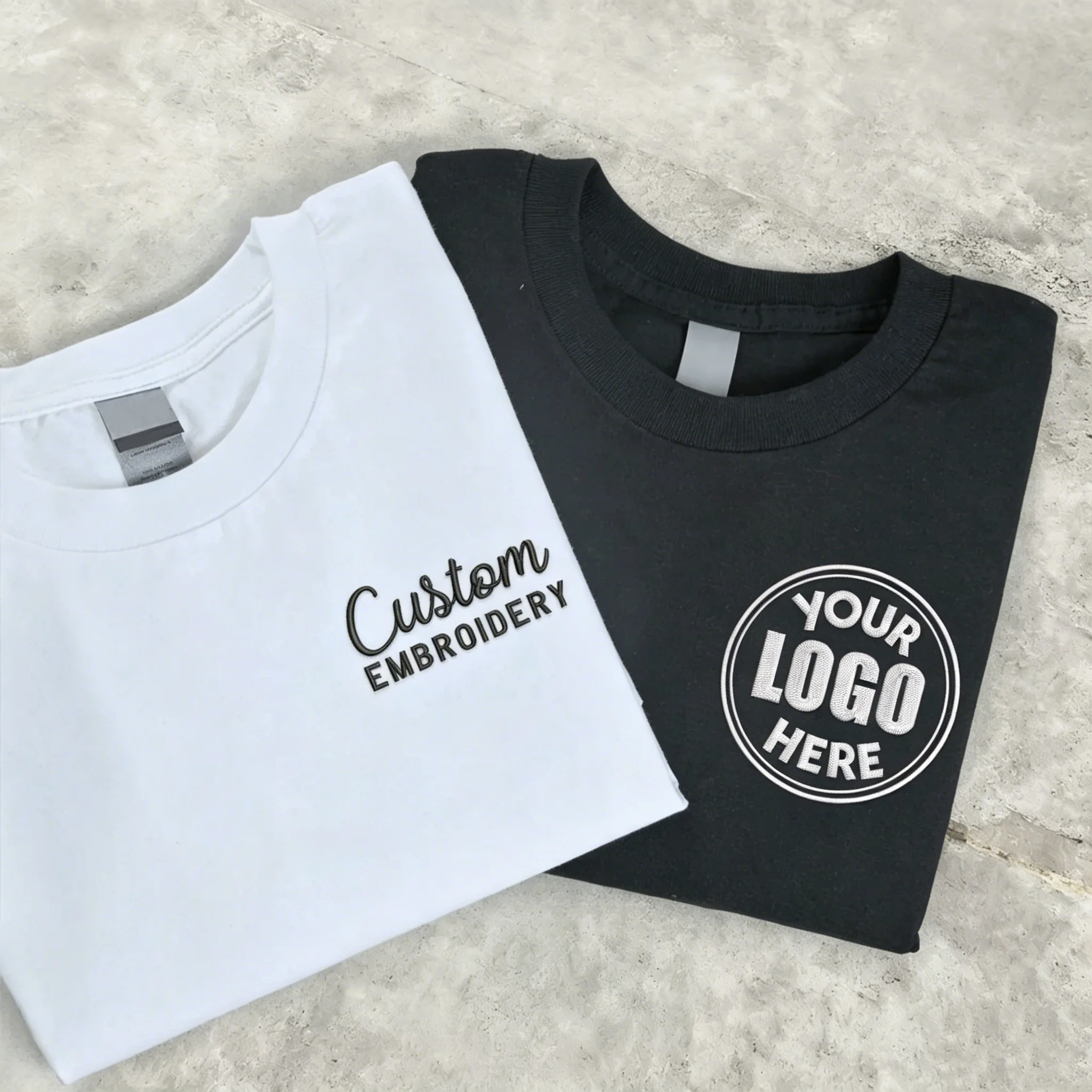 Professional Embroiderer Supplier Custom Logo Cotton Unisex T Shirt Front and Back Blank Soft Embroidery T-Shirt With Logo