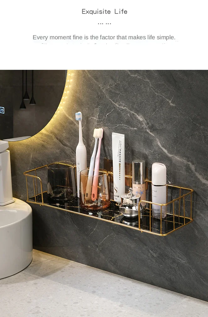 Wrought Iron Luxury Bathroom Shelf Without Drilling Iron Wall Shelf