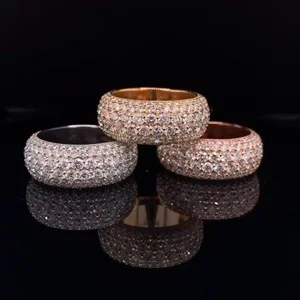 Shining Jewelry 925 Sterling Round Cut  Ring Custom Hip Hop Rapper Vvs Iced Out Men Moissanite Ring