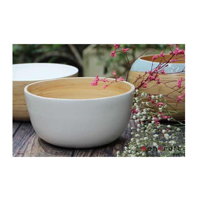 Bamboo Lacquer Salad Bowls,Handicraft Coiled Bamboo; Handmade Spun