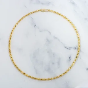 Men's 6MM Rope Chain Iced Clasp 925 Sterling Silver Luxury Thick Twisted Chain Hip Hop Style Gold Plated Statement Necklace
