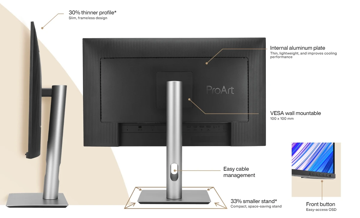 ProArt Display PA279CRV Monitor for Editing IPS 4K HDR 96W Output High Color Accuracy Professional Display