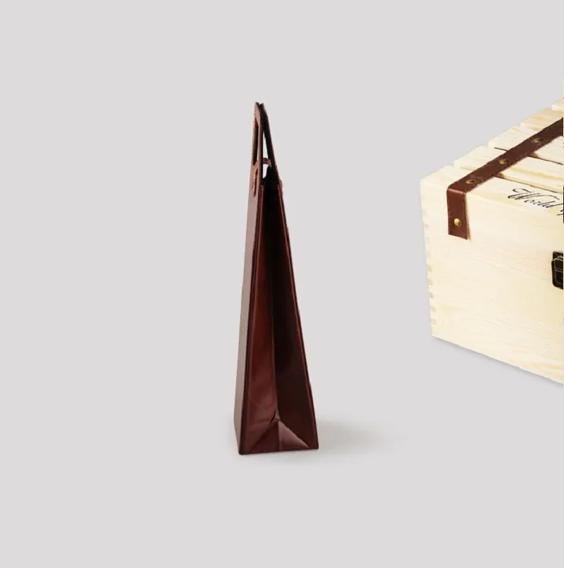 2023 Faux Leather Wine Bottle Packaging Bag Classic Reusable Christmas