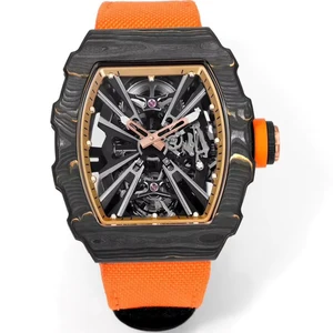 New High-quality Unique Sporty Fashionable Men's Mechanical Watch Carbon Fiber Classic Skeletonized Automatic Luxury Brand Watch