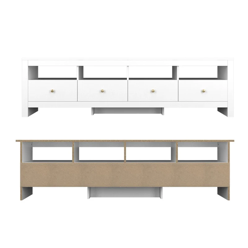 Popular Choice Classy Modern Design Living Room 6FT TV Stand Cabinet Metal with Gold Knobs
