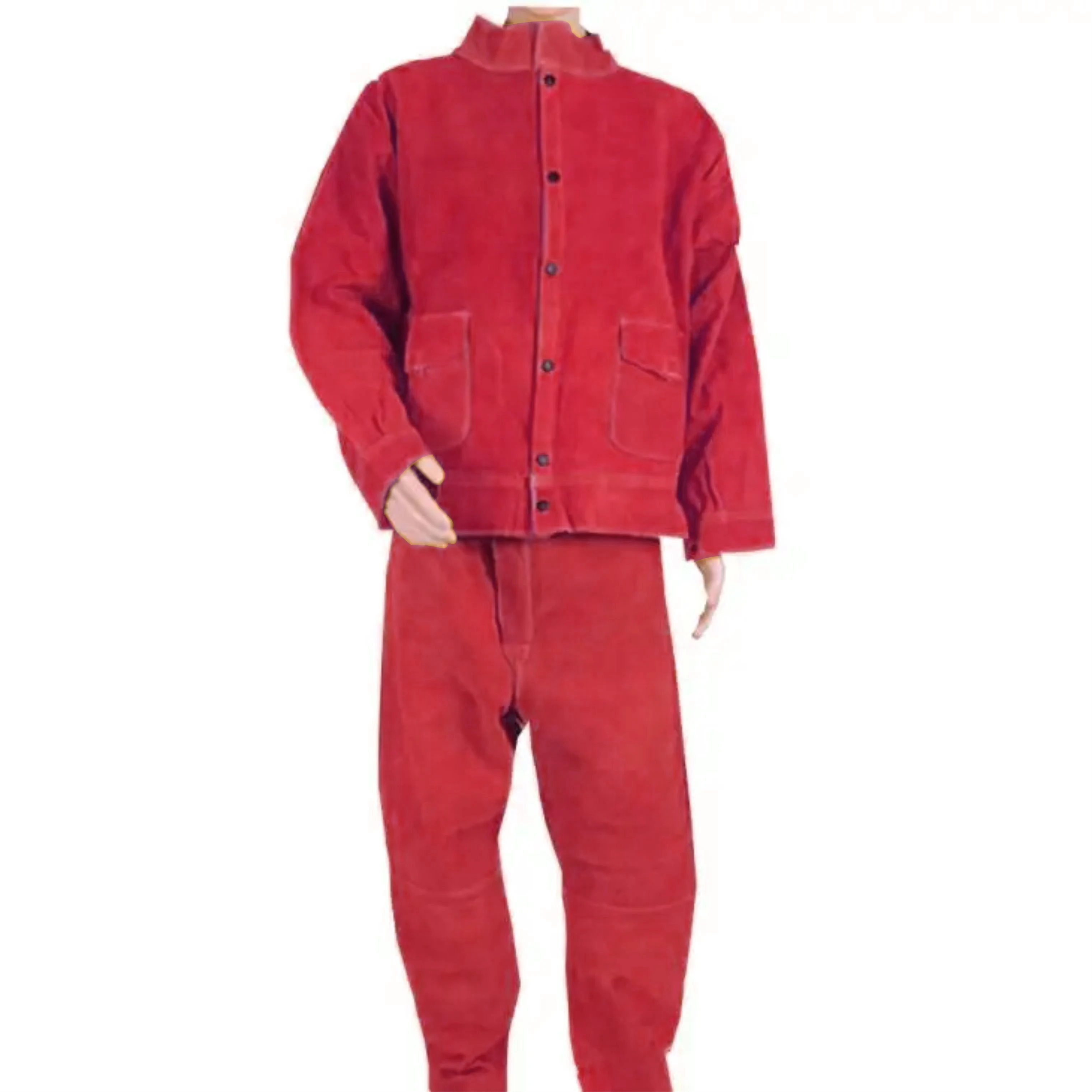 S 7XL Size Heat Flame Resistant Cowhide Leather Safety Clothing Anti-Static Heavy Duty Welding Jacket Trouser Industrial Safety