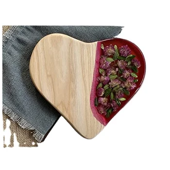 Modern Design Wholesale Rectangular Decorative Epoxy Resin and Olive Wooden Cutting Serving Chopping Board