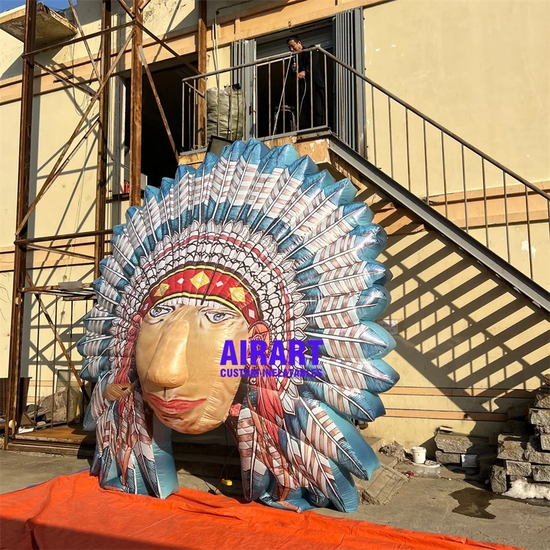 4.5 m Customized Inflatable Indian Head Sculpture,inflatable Tribe Girl Character Balloon for Sale