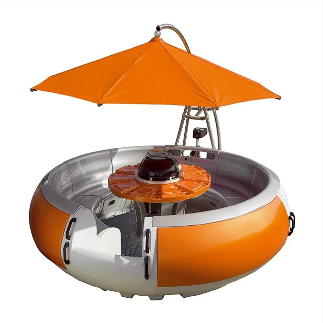 Summer Lake Water Floating Boat Family Dinner Party Potable Round Bbq ...